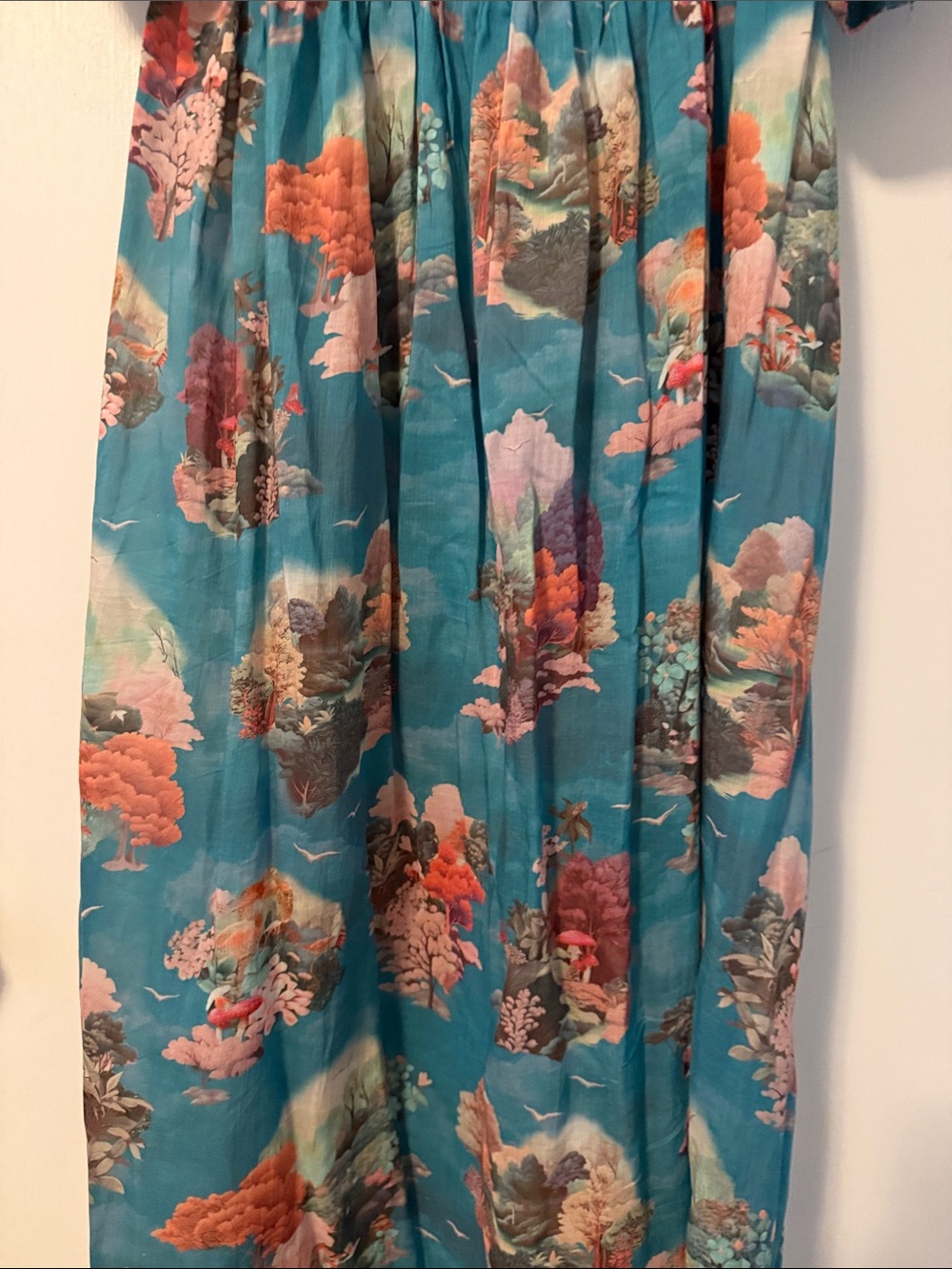 Anthro Anthropologie Teal Floral Smocked Maxi Dress Puff Sleeve Buttons 3X Plus - Picture 11 of 14